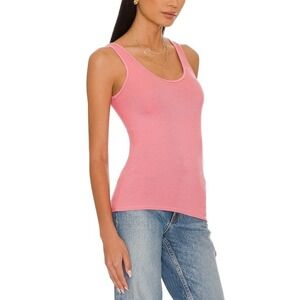 ENZA COSTA Silk Rib Tank Top Womens Small Pink Quiet Luxury Minimalist NEW